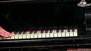 skinny brunette slut's tight ass gapes wide in red stockings first time