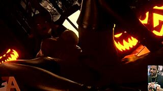 gemma's shaved pussy creampied halloween cum face blast