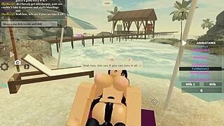 roblox slut teases wet ass shaking riding bent over monster cock