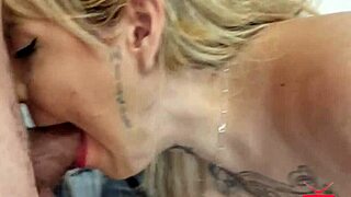 Horny blonde gives tight pussy to lover while punished voyeur slave watches