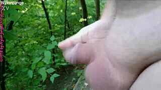 german exhibitionist alone naked in woods flashing pussy voyeur style