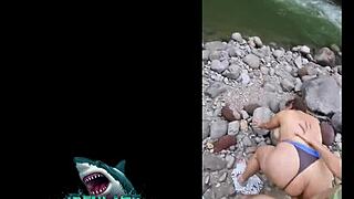 hot stepmom sneaks bareback fuck by the river
