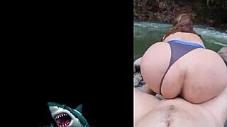 hot stepmom sneaks bareback fuck by the river