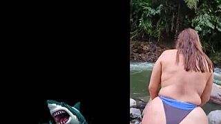 hot stepmom sneaks bareback fuck by the river