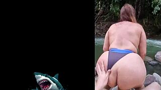 hot stepmom sneaks bareback fuck by the river