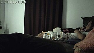 Tia sneaks onto couch for sneaky bareback pounding with tight ass ride 😈