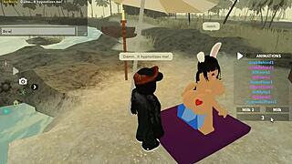 roblox slut teases wet ass shaking riding bent over monster cock
