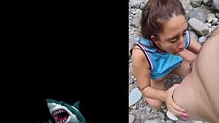 hot stepmom sneaks bareback fuck by the river