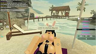roblox slut teases wet ass shaking riding bent over monster cock