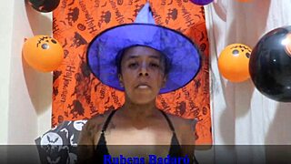 Halloween night witch Latina ass fucked cowgirl doggystyle big cock