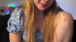 Blonde teen bends over webcam fingering shaved wet pussy doggystyle