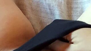 gretala slips into sexy black lingerie showing her sensual hairy bush oh yeah