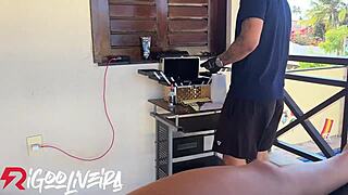 Blonde Pays Tattoo Bill with Her Smooth Shaved Pussy Exchange