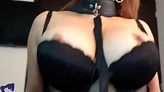 hot latina milf leashed in lingerie rides cock swallows cum! 🔥👅💦