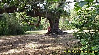 Ms paris catches park voyeurs for public shaved pussy action