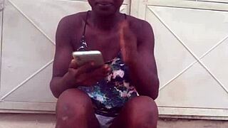 A crazy bitch keeps twerking wildly in clothes before stripping naked for more intense dancing