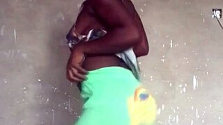 A crazy bitch keeps twerking wildly in clothes before stripping naked for more intense dancing