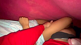 we were sleeping but she grabbed my throbbing cock!