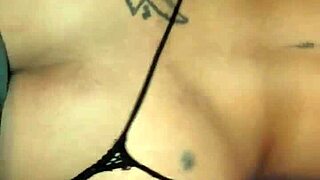 watch her thong slip aside as she moans loud in homemade action