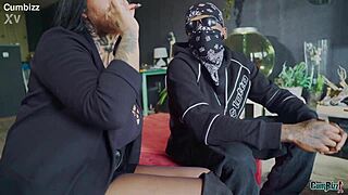 My big black cock pounds her huge pussy lips until she swallows every drop in rough bliss