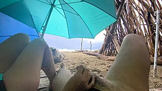 misscreamy, why handjob my cock so wildly on stormy public beach sex?