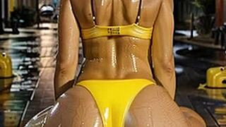 Riders storm into ai leather dream with bent-over tits and boots in outdoor doggystyle