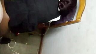 skinny student spreads tight pussy lips for teacher's jerking eyes then grinds on cock