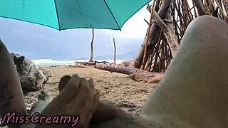 misscreamy, why handjob my cock so wildly on stormy public beach sex?