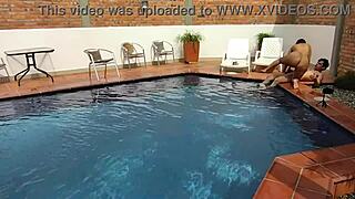 SLUTTY STEPMOM RIMJOBS AND DEEPTHROATS ON VACATION POOL DECK!