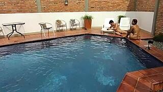 SLUTTY STEPMOM RIMJOBS AND DEEPTHROATS ON VACATION POOL DECK!