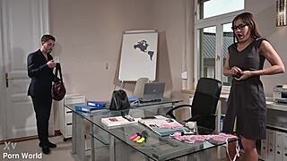 Cock-Starved Boss Angelica Heart Lures Shy Intern for Wild Office Ride