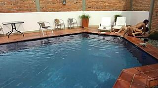 SLUTTY STEPMOM RIMJOBS AND DEEPTHROATS ON VACATION POOL DECK!