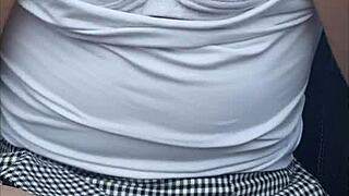 i'm teasing my boyfriend with my toy while he drives and i cum everywhere