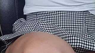 i'm teasing my boyfriend with my toy while he drives and i cum everywhere