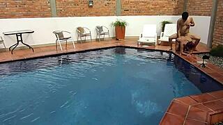 SLUTTY STEPMOM RIMJOBS AND DEEPTHROATS ON VACATION POOL DECK!