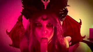 halloween night gets hot with demon girl rough doggystyle sex