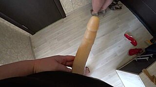 Chubby Lesbian Girlfriend Strapon Fucks Big Ass Doggy POV