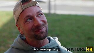 Mature nerd tries big tits first