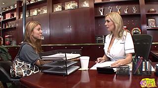 Blonde Lesbian Fingers Friend and Stretches Huge Clit Wildly!