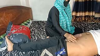 chubby asian wife seduces friend's son in bedroom for intense fucking