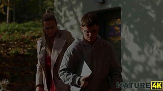 Mature nerd tries big tits first