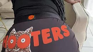 Small hole ripped in booty shorts craves creampie fill