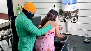 Husband Devours Chubby Wife's Juicy Pussy Kitchen Feast