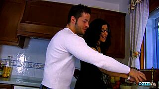 horny husband skips chores to devour housewife's hairy wet pussy in stockings and heels