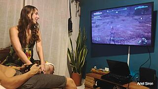 Young wife skips game to offer tight ass eagerly
