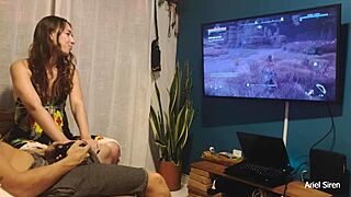 Young wife skips game to offer tight ass eagerly