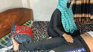 chubby asian wife seduces friend's son in bedroom for intense fucking