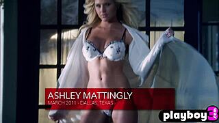 busty blonde cougar strips lingerie teasing her curves for playboy shots