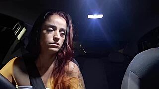 horny driver catches passenger masturbating rips clothes for public tit flash and blowjob