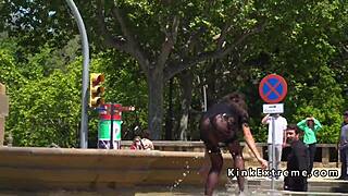 Bound Spanish Hottie Teased into Outdoor Gangbang Frenzy?